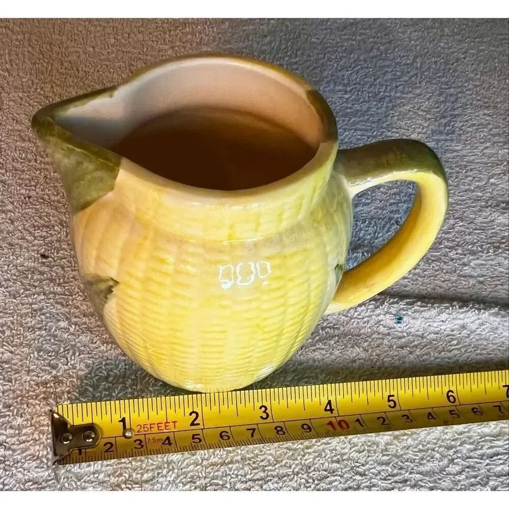 VTG Mid Century Low Fire Glaze Corn Creamer Hand Painted 1945 Cash Family TN
